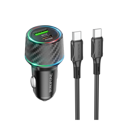 BOROFONE Auto Punjač 2U1 PD48W Type-C Black