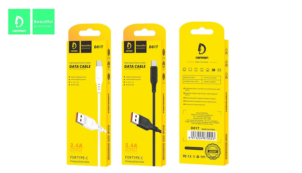 DENMEN USB na Type-C Kabal 2.4A