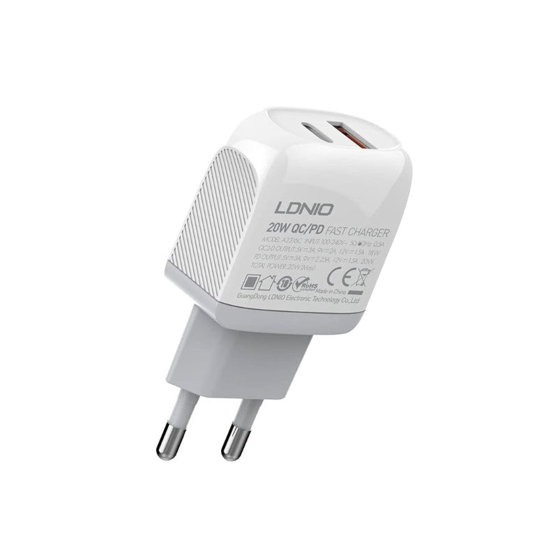 Kućni punjač LDNIO PD 20W + QC 3.0 USB-C na USB-C