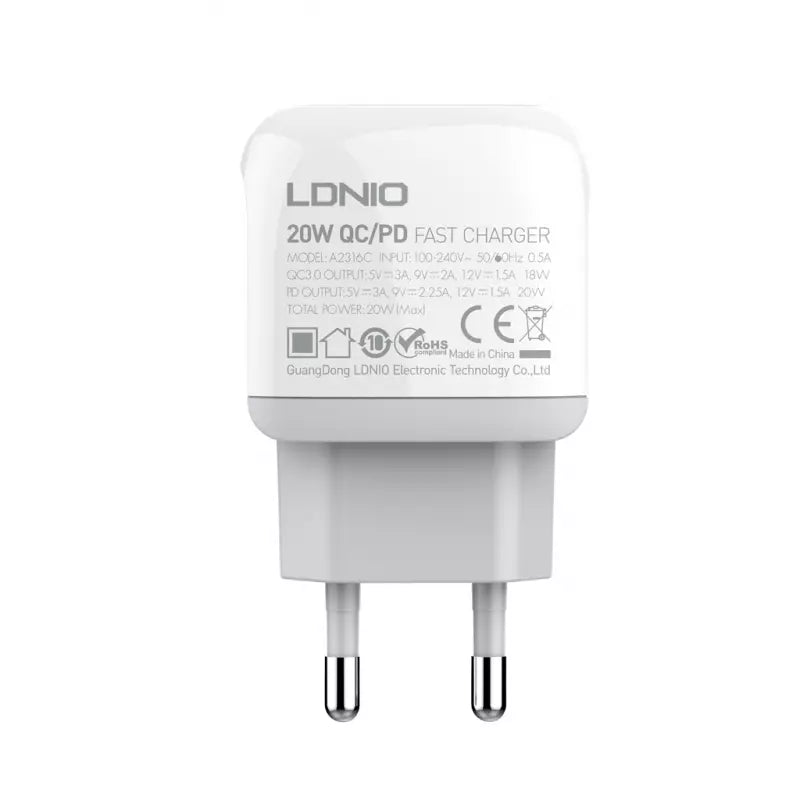 Kućni punjač LDNIO PD 20W + QC 3.0 USB-C na USB-C