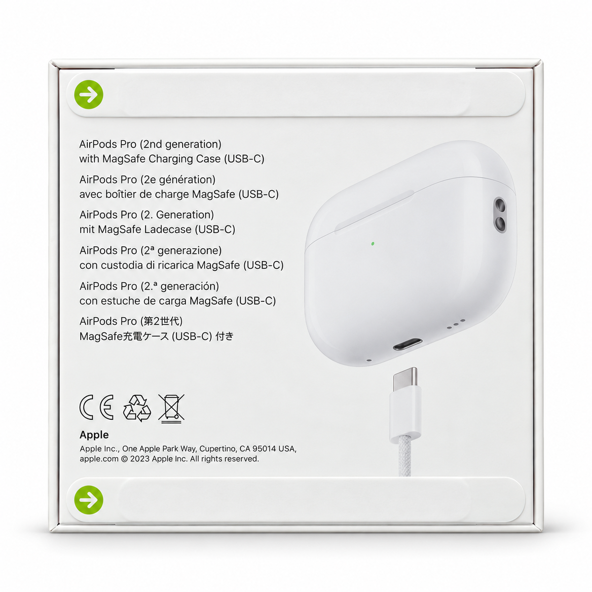 Original Apple AirPods Pro 2 USB-C, stražnja strana pakovanja