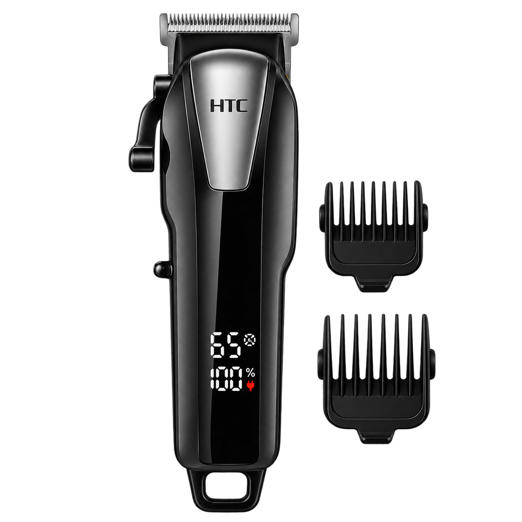HTC AT-158 – punjiva mašinica za šišanje s nastavcima, plava – glavna fotografija s prozirnom pozadinom