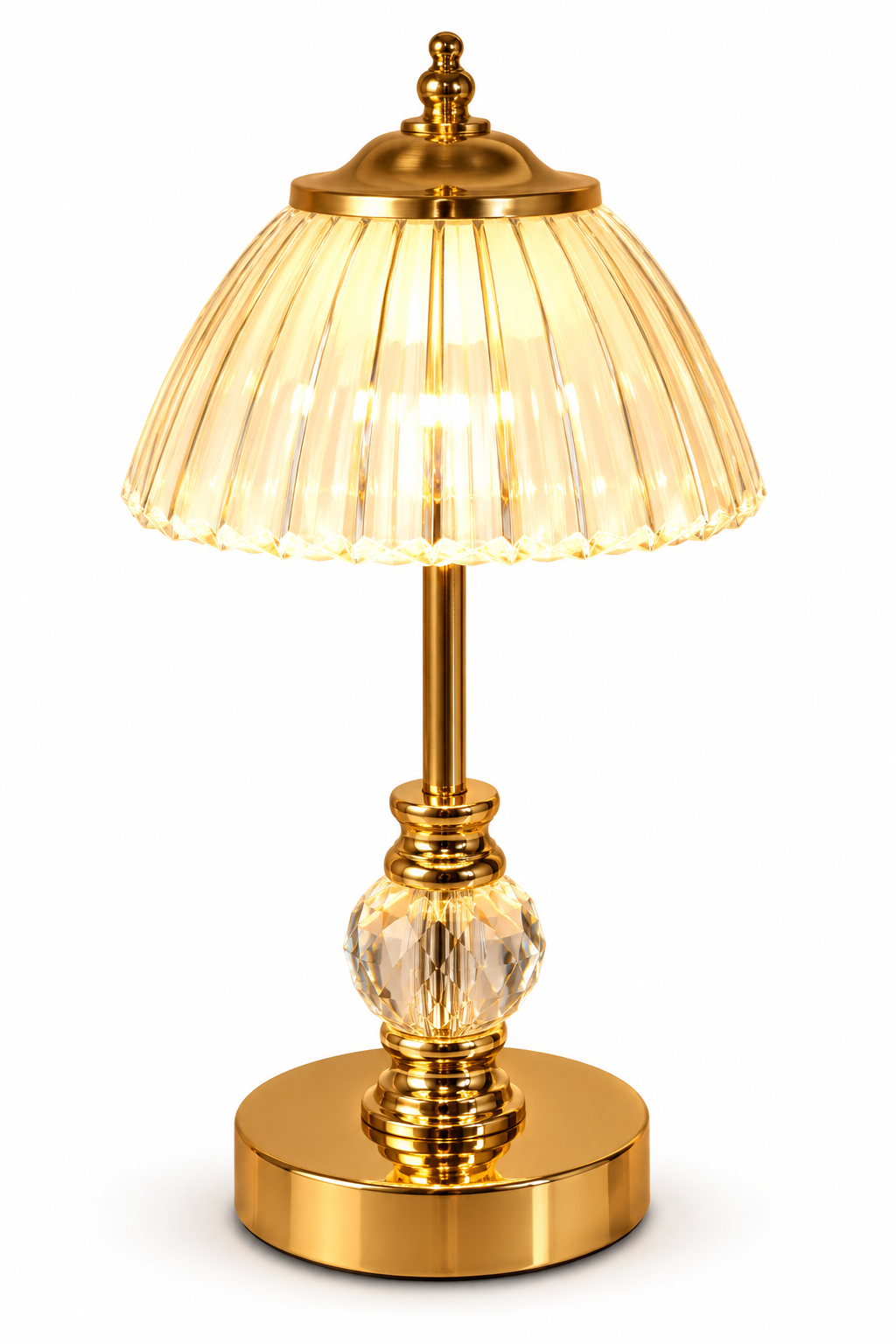 Stolna ukrasna lampa YC-36 – zlatna, kristalni detalji