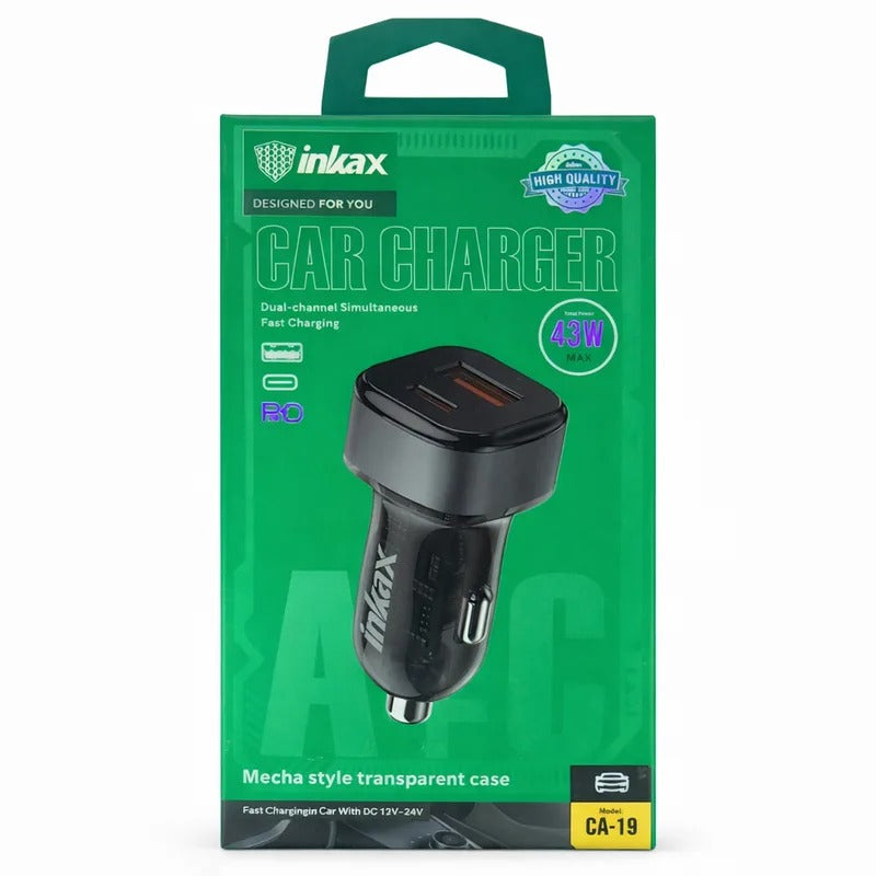 Inkax CA-19 auto punjač USB-A + USB-C